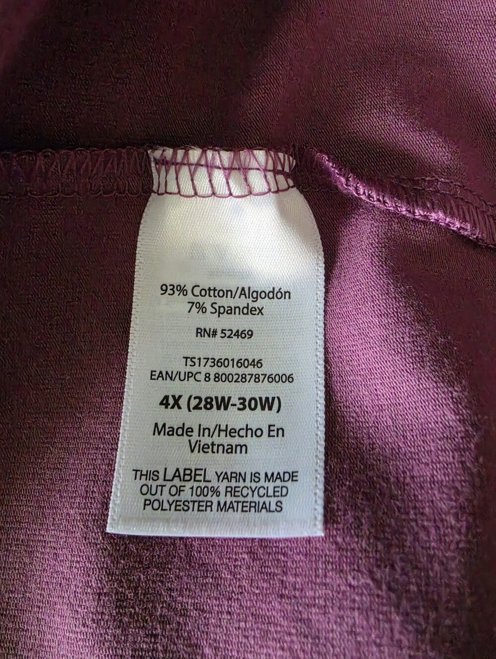 Terra & Sky Women's Plus Flare Leg Leggings Purple Pants Size 4X 28W - 30W NEW - Picture 4 of 8
